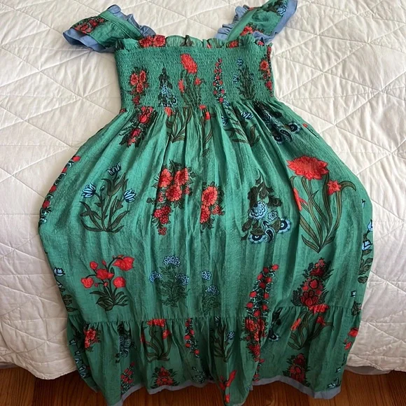THML Magdalena Green Floral Print Midi Dress small - Picture 15 of 16